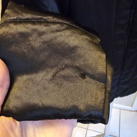 Ralph Lauren Vintage Black Shiny Satin Coat Jacket Puffer Womens M 90s Y2K Polo - Picture 8 of 8